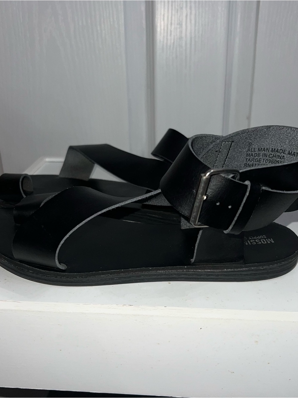 Mossimo Supply Co. Black Strappy Toe-Loop Ankle Buckle Sandals - Picture 2 of 4